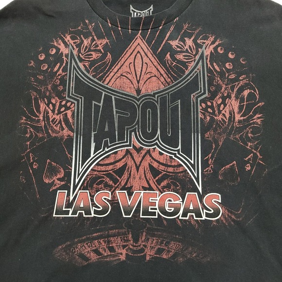 Vtg Tapout Las Vegas T Shirt Men 2XL Black Aces High Y2K MMA Casino Tee - Picture 1 of 7